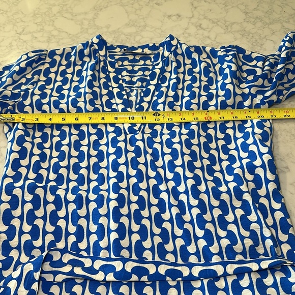 Zara Paula Ruffle Mini Dress Tunic Long Sleeve V Neck Blue White Size Small - Picture 8 of 8